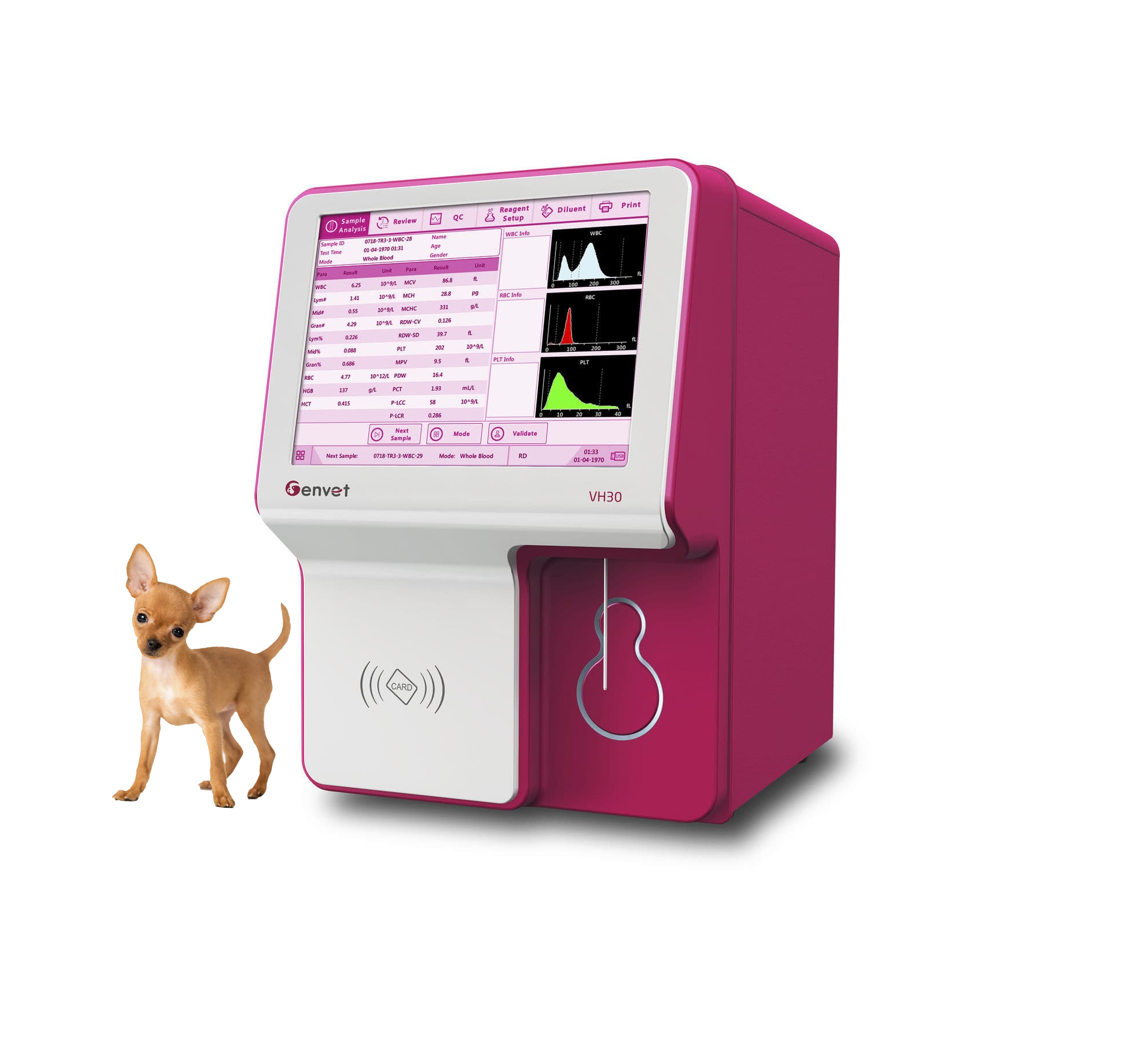 Analizador Hematológico / Hemograma Veterinario Genrui VH-30