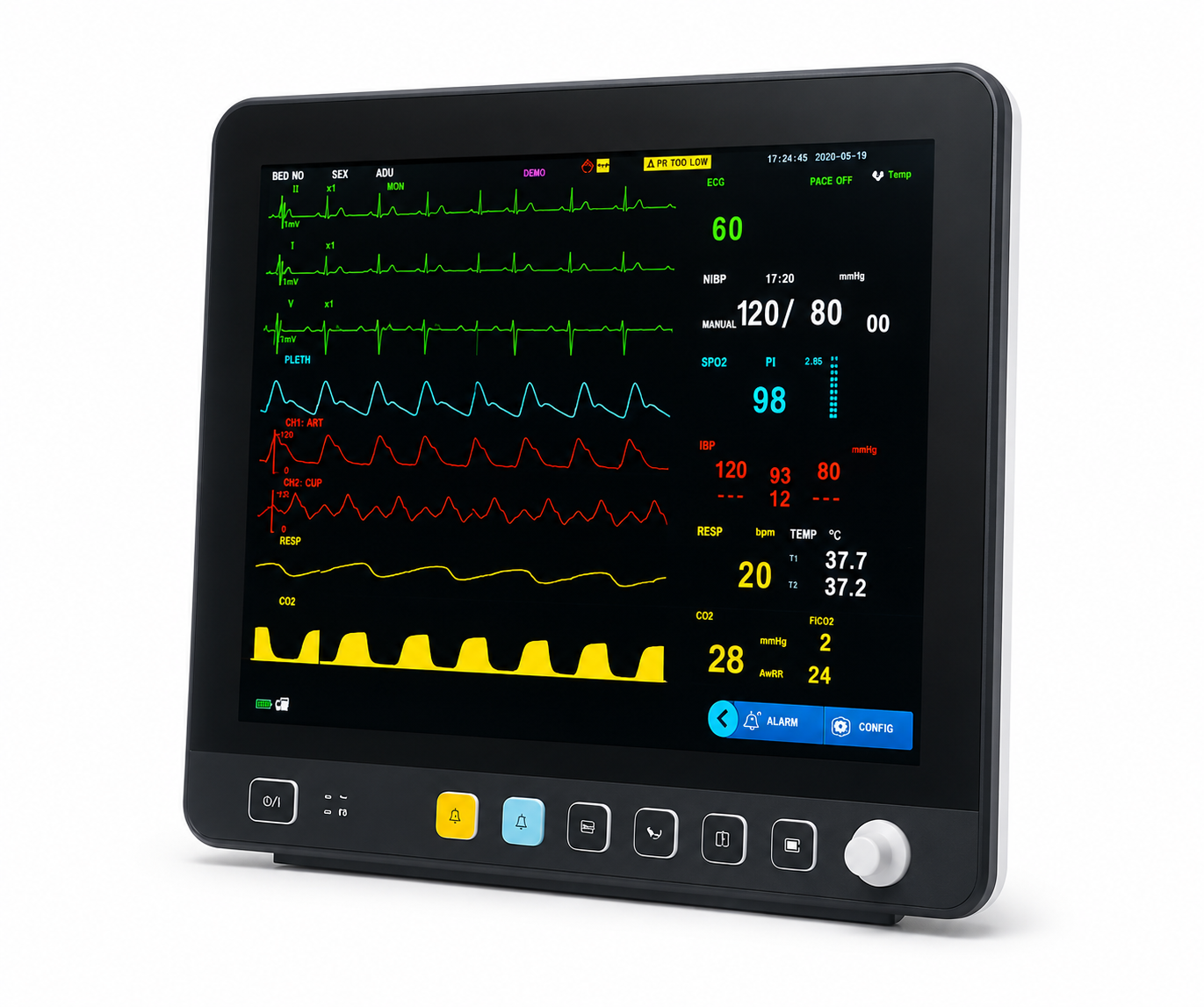 Monitor Multiparámetro Meditech E15+ IBP (Presión invasiva) +ETCO2 (Capnografía) batería para hasta 2 hrs de uso portátil - Imagen 3
