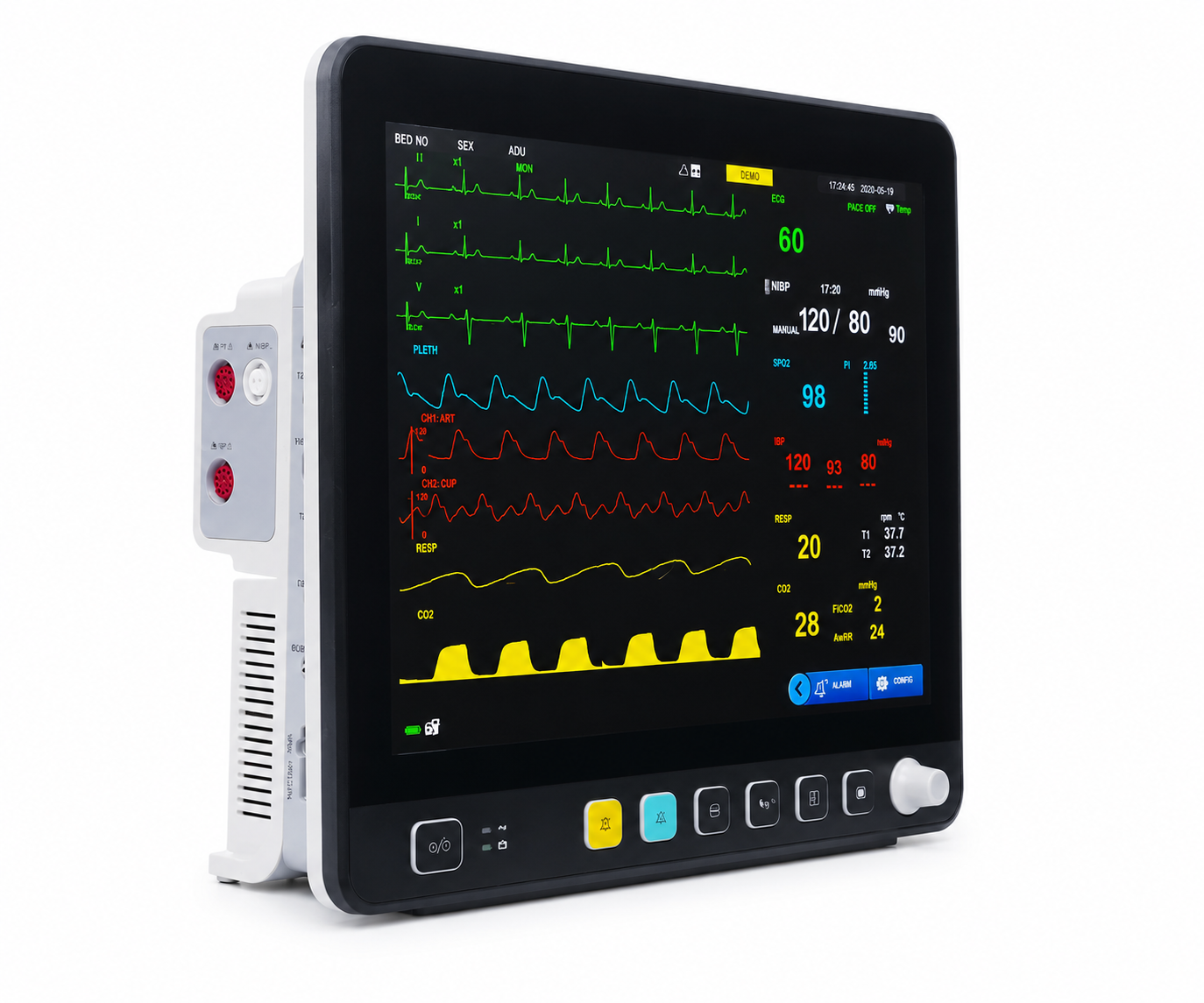 Monitor Multiparámetro Meditech E15+ IBP (Presión invasiva) +ETCO2 (Capnografía) batería para hasta 2 hrs de uso portátil