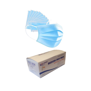 Mascarillas 3 pliegues desechables uso médico certificadas Wellmeds caja x 50 unid