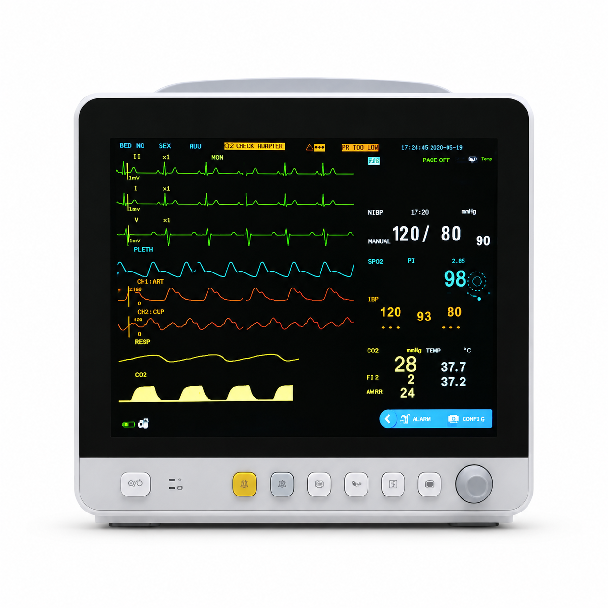 Monitor Meditech E12 Multiparámetro con batería para hasta 2 hrs de uso portátil + Pantalla Touch Screen - Imagen 3