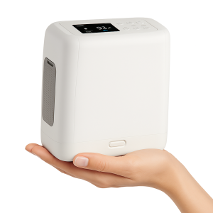 Concentrador de Oxígeno Portátil Meditech M5 hasta 5 lts / min Set con bolso de transporte, cargador de vehículo y 2 baterías para hasta 20 hrs total