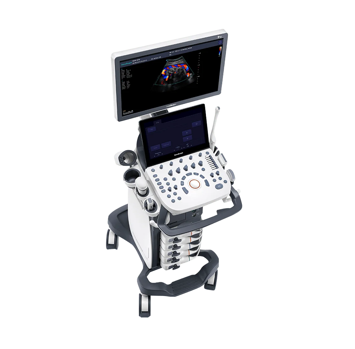 Ecógrafo doppler color con carro de traslado Sonoscape P15 con 1 transductor standard a elección - Imagen 2
